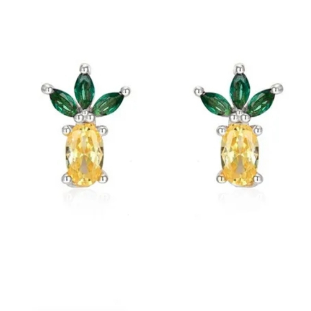 Pineapple Sterling silver earrings
